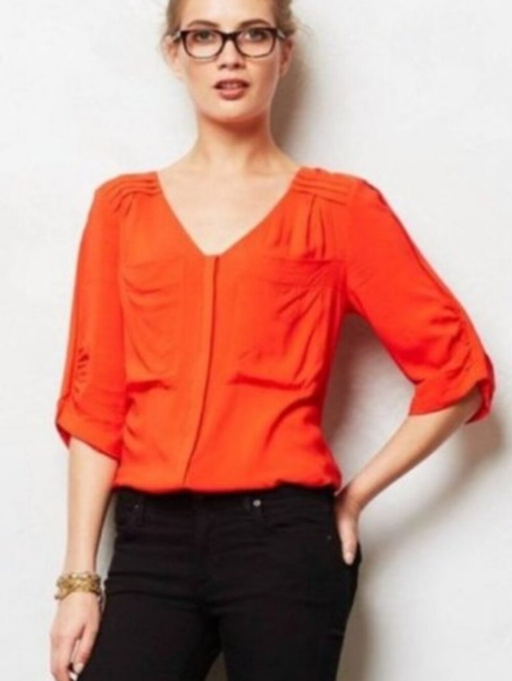 Anthropologie Edme & Esyllte Red Estrie Henley Blouse